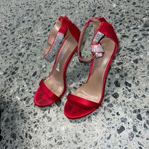 Red heels gemstone studded straps
